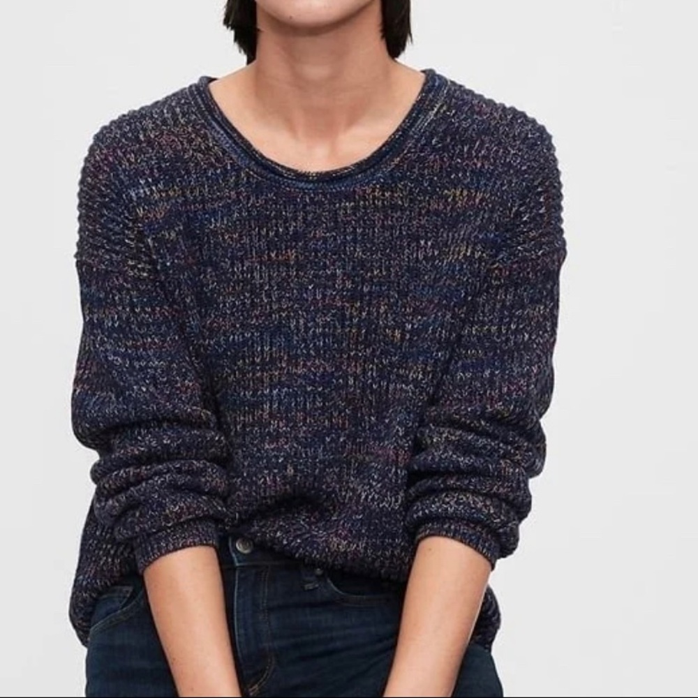 Gap Multi Colored Sweater Gap Relaxed Rollneck Shaker Sweater Navy Blue